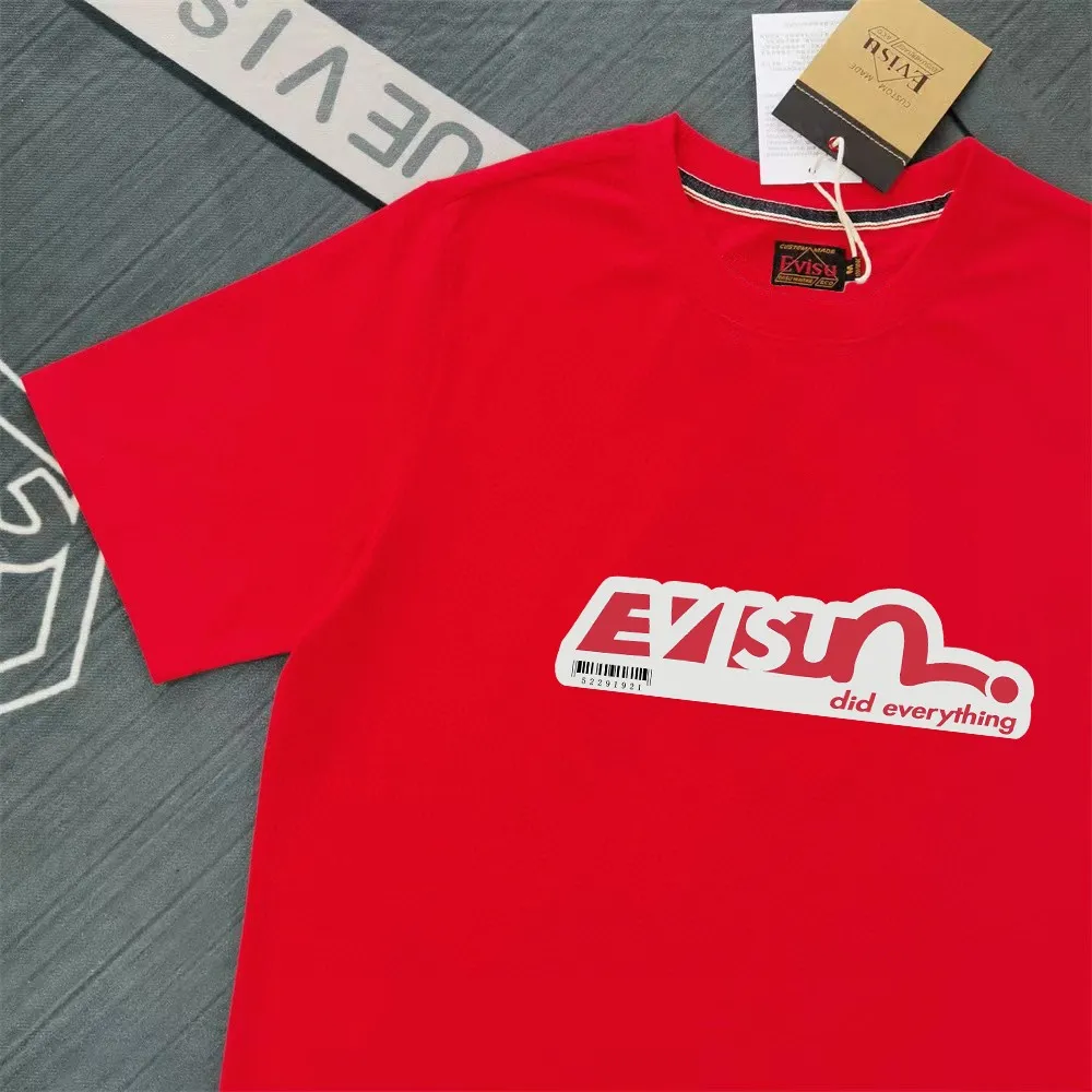 Evisu 2025New Arrival T ⚠ Quality⚠ Same Style T 。 ，Black S-XXL，White S-XXL，Gray M-XXL，Red S-XXL， Red M-XXL Blue M-XXL